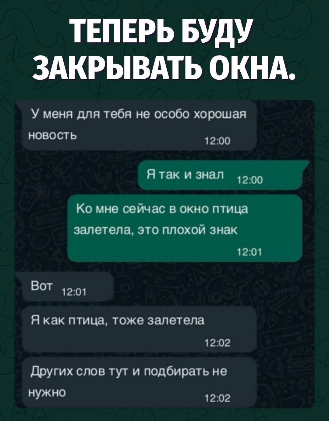 Птица залетела, а за ней и разговор тяжёлый