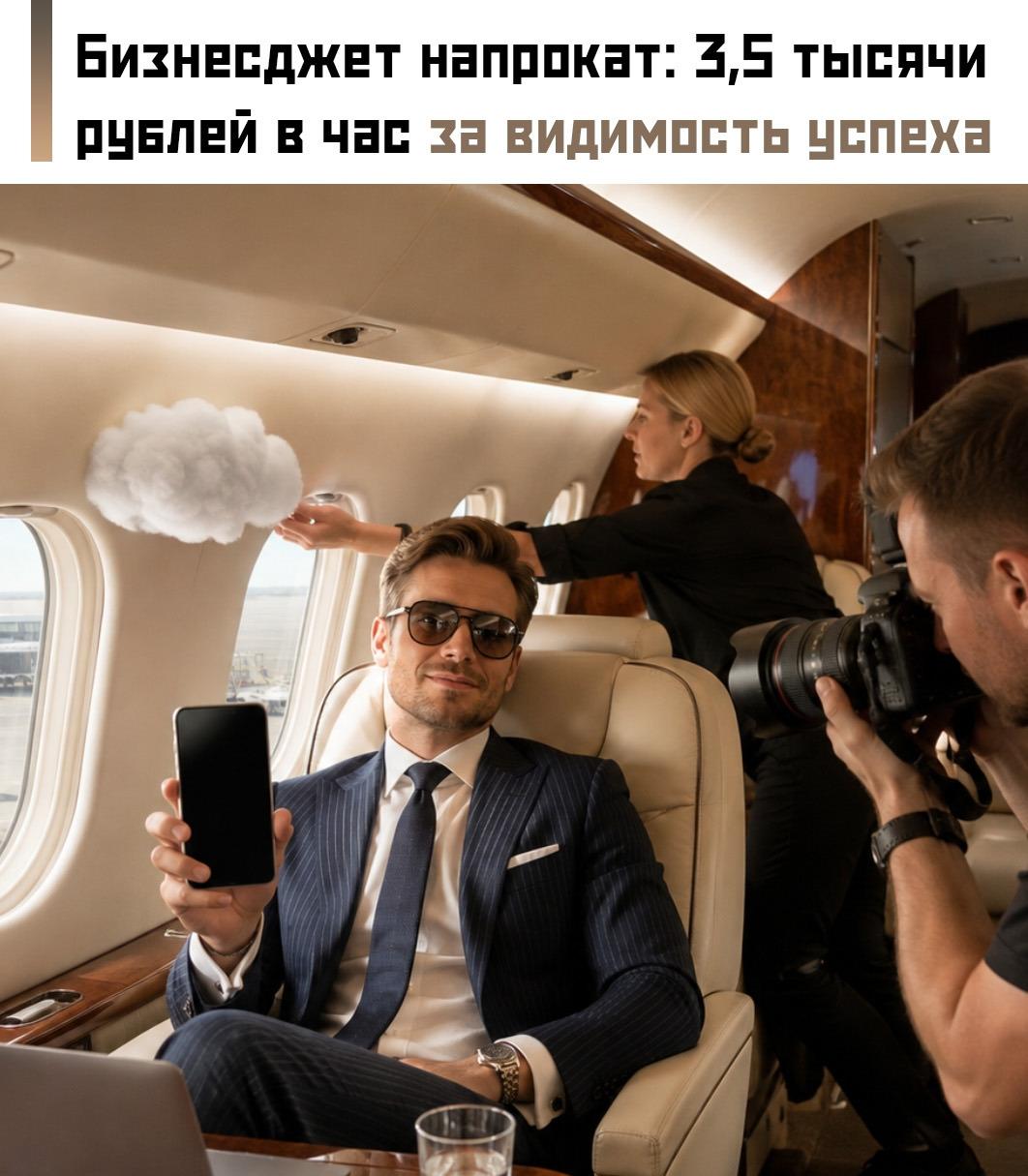 Москвичи отдают 3,5 тысячи рублей в час за фотосессию прямо в кабине бизнесджета. Услуга пользуется большим спросом.