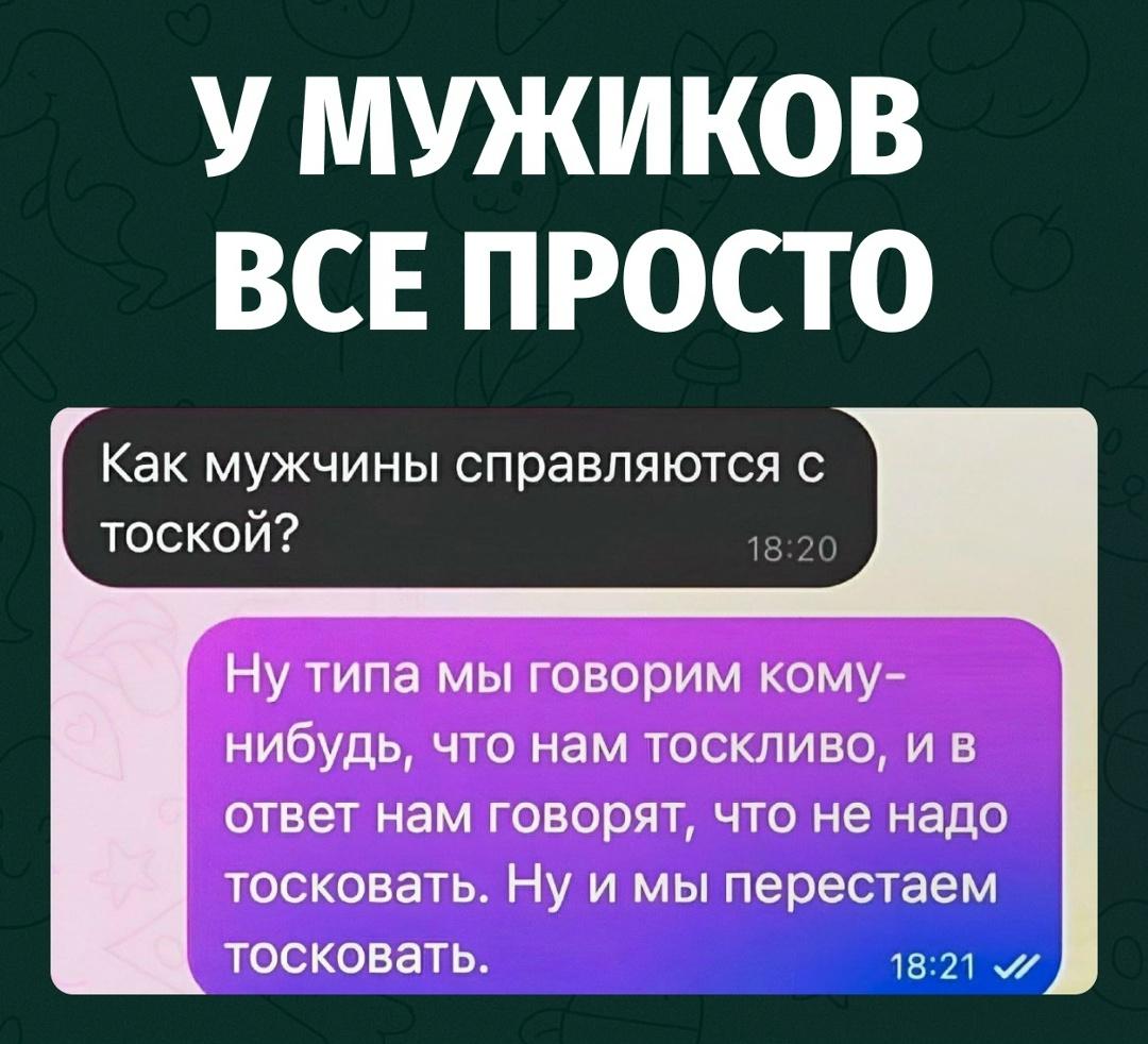 В сети снова напомнили, как мужчины справляются с тоской.