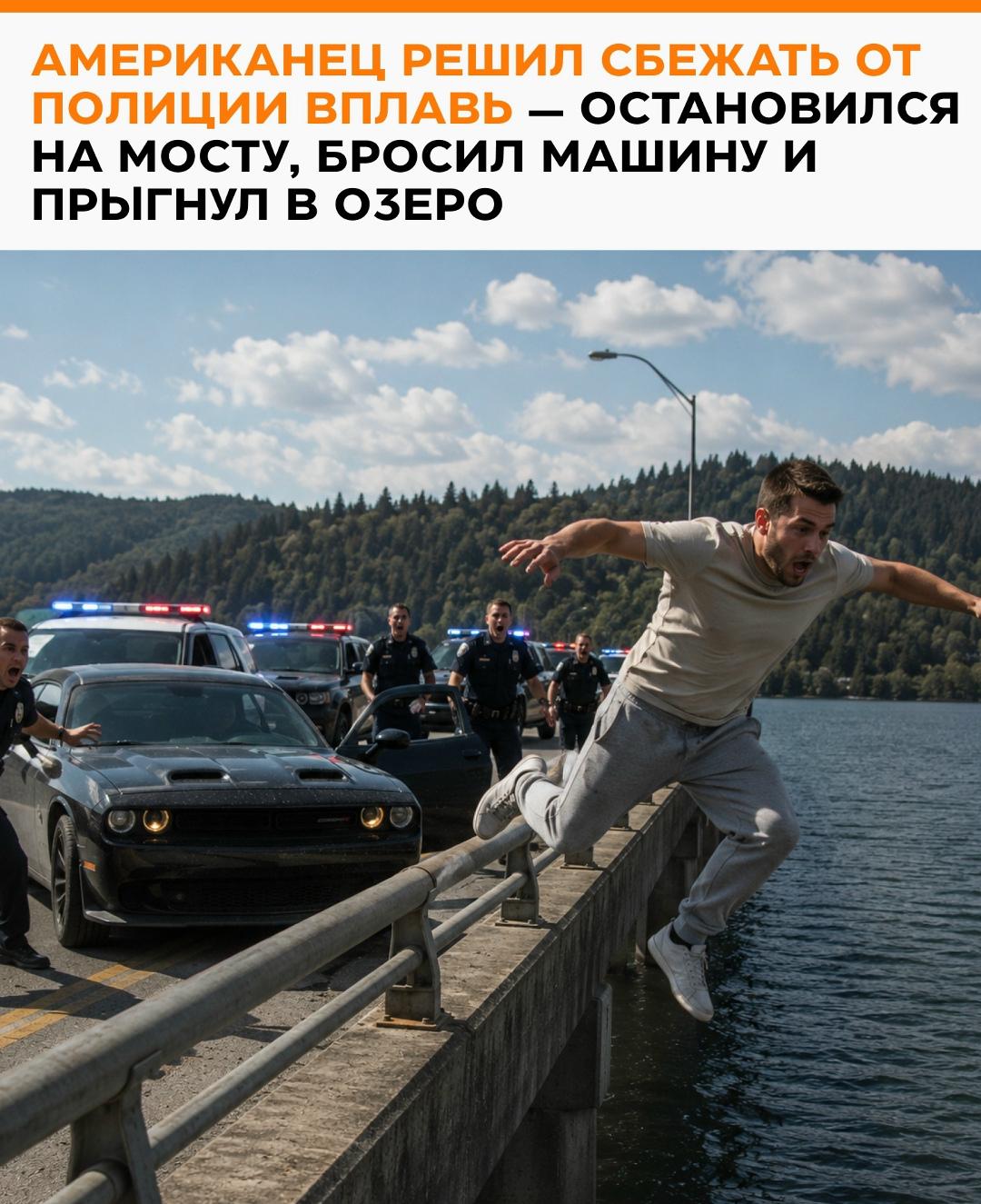 В США мужчина во время полицейской погони выбрал настолько странный план побега, что даже сами полицейские удивились.