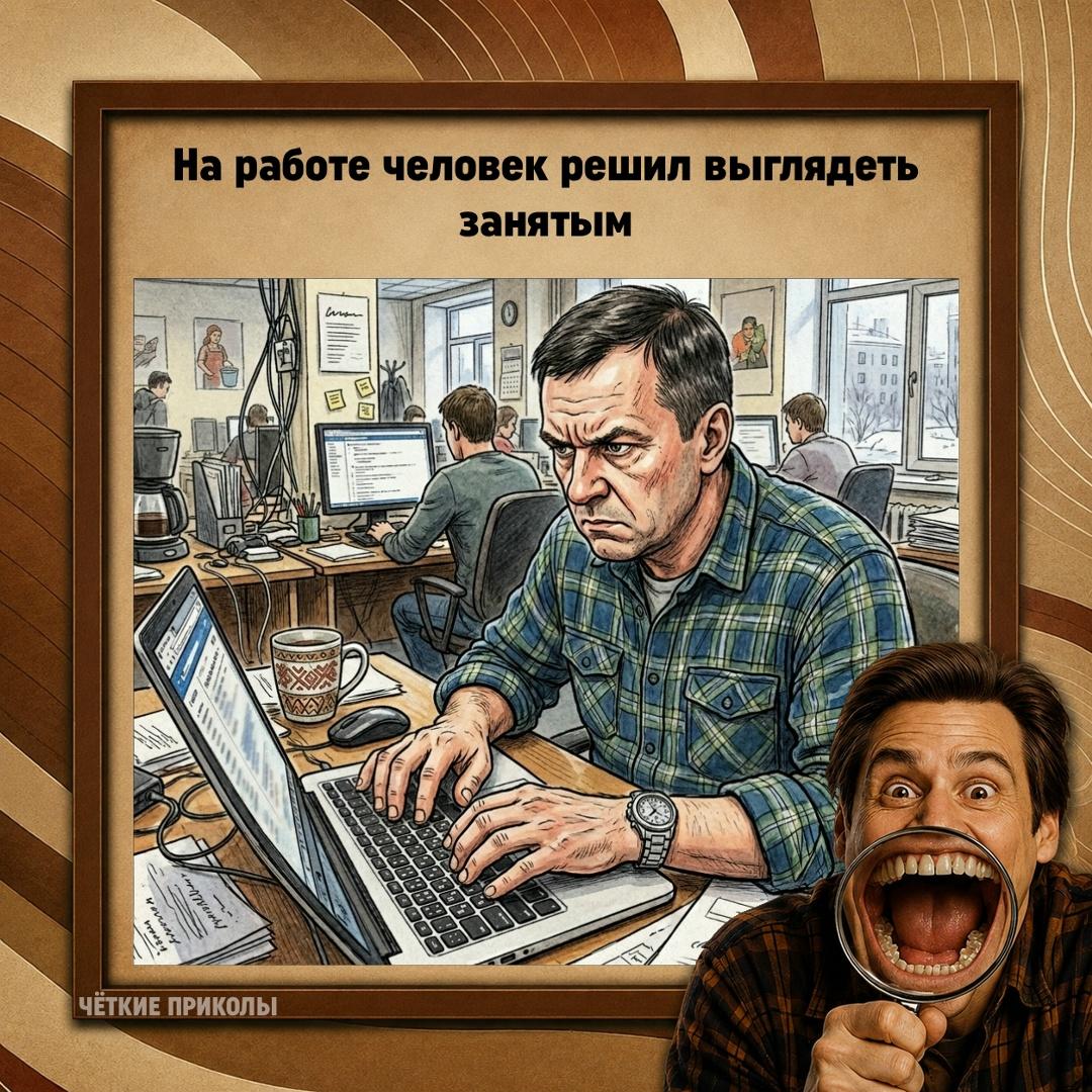 Открыл ноутбук, нахмурился, начал быстро печатать. Со стороны — срочный проект, дедлайн, важные процессы.