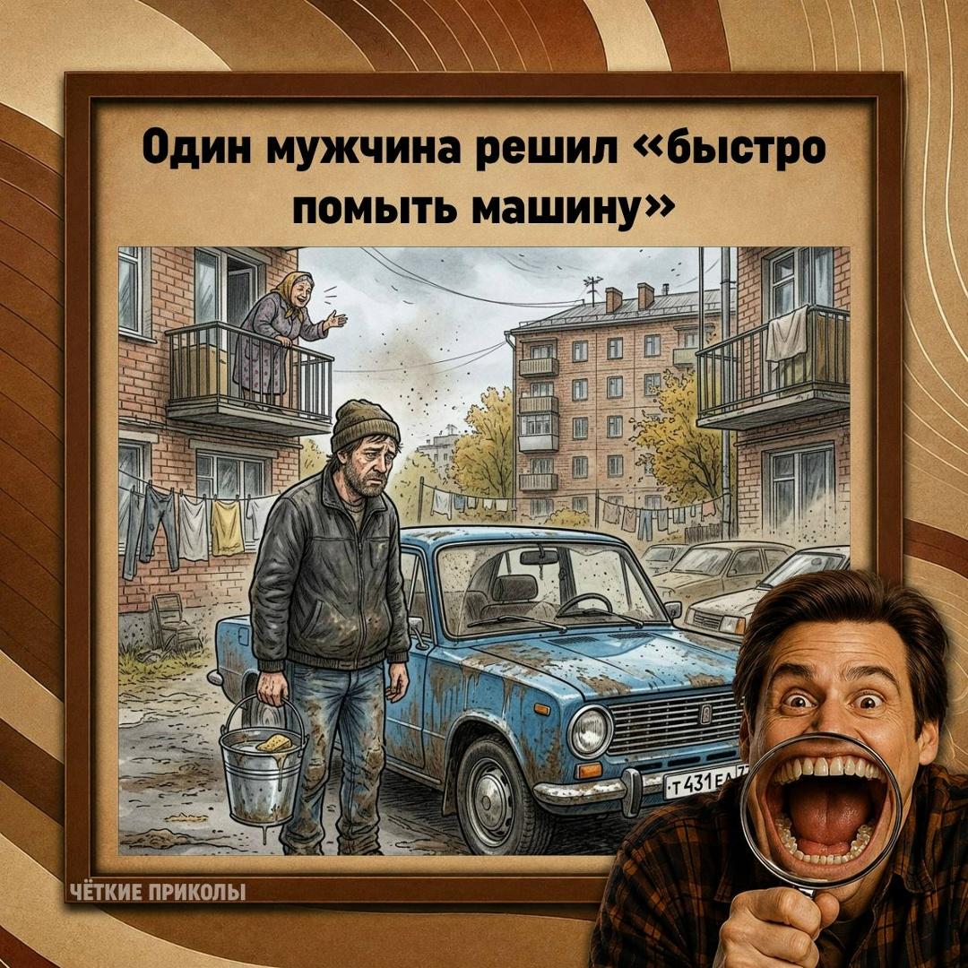 Сам. Во дворе. Потому что зачем платить, если есть ведро, губка и уверенность.