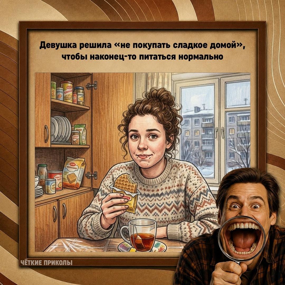 В магазине она героически прошла мимо шоколада, печенья и пирожных. Настоящая победа силы воли.