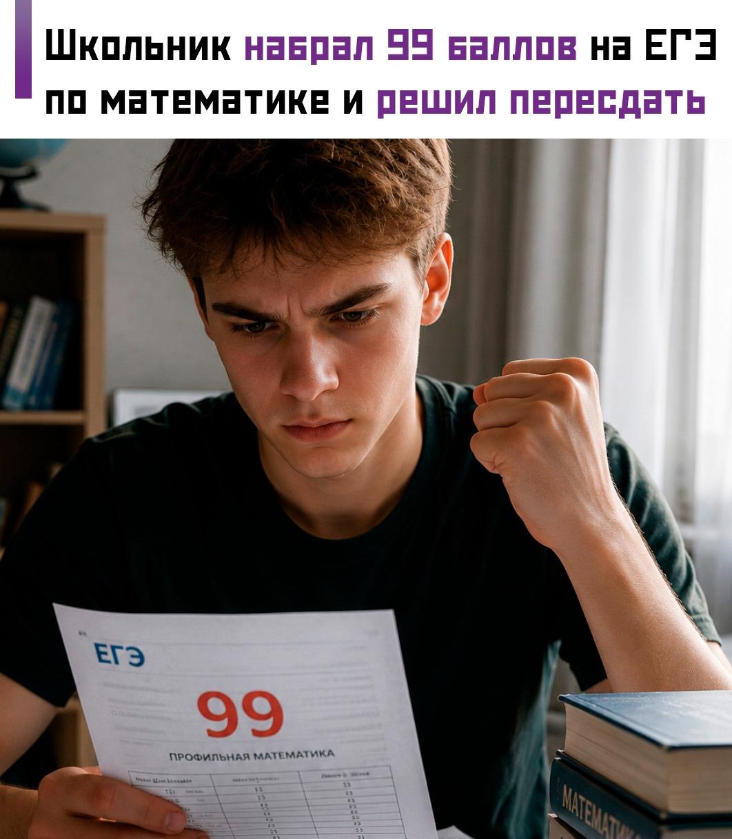 Выпускник получил 99 баллов на ЕГЭ по профильной математике, но такой результат его не устроил. Школьник уверен, что способен написать экзамен на максимум, поэтому решил пойти на пересдачу.