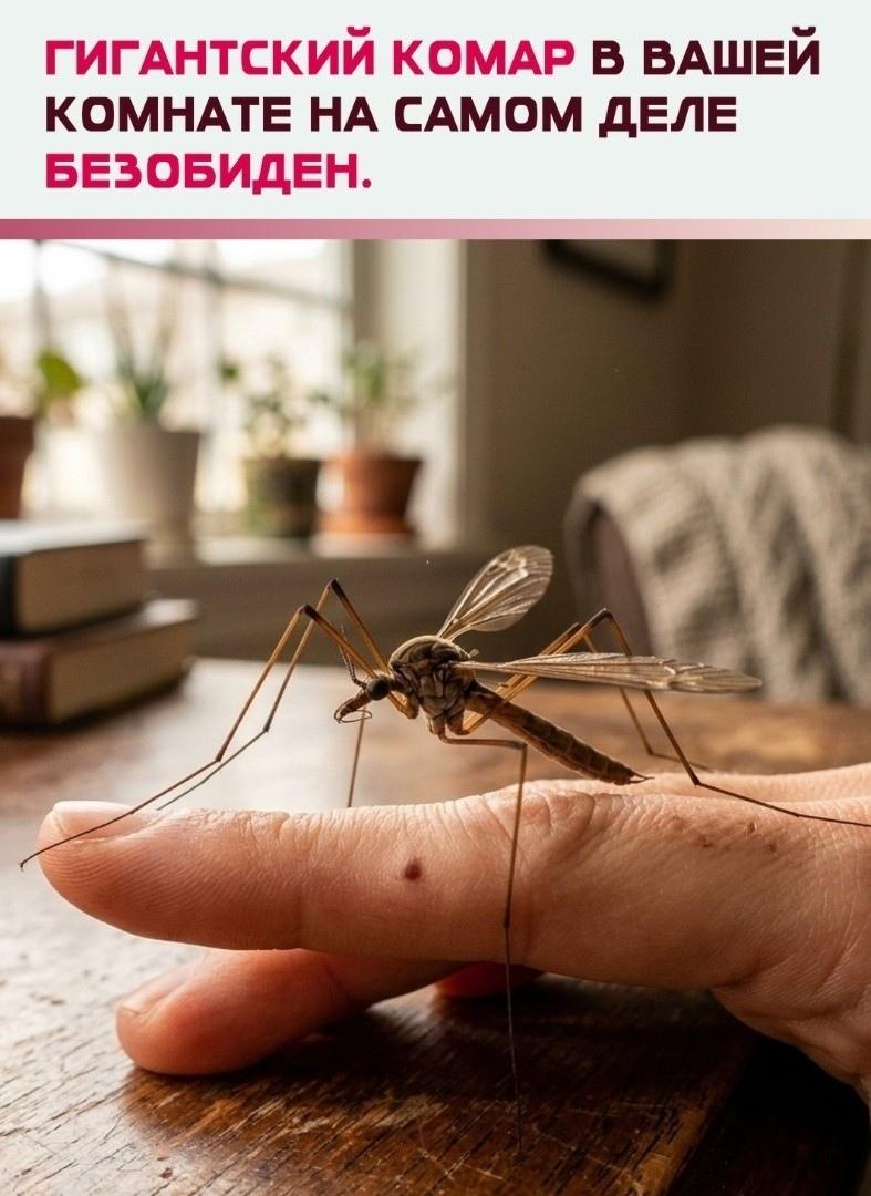 Если к вам в дом залетел огромный комар, паниковать не стоит. Несмотря на устрашающие размеры, эти насекомые не переносят малярию, а свое название получили лишь из-за внешней громоздкости.