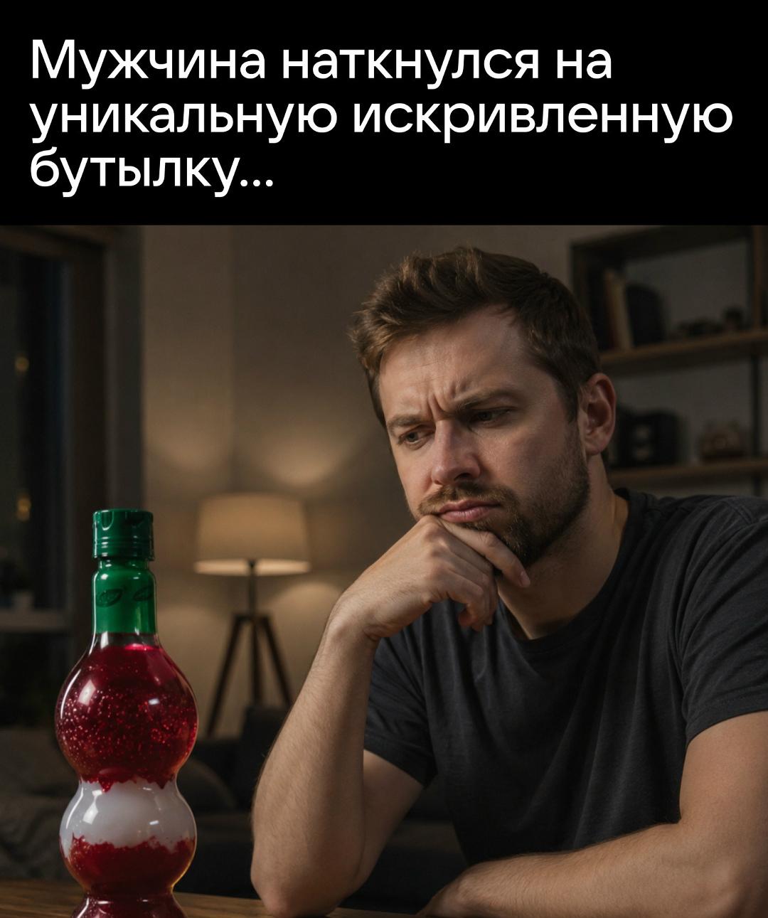 Настоящий полет фантазии и риск для здоровья проявил мужчина, наткнувшийся на бутылку весьма необычной изогнутой формы.
