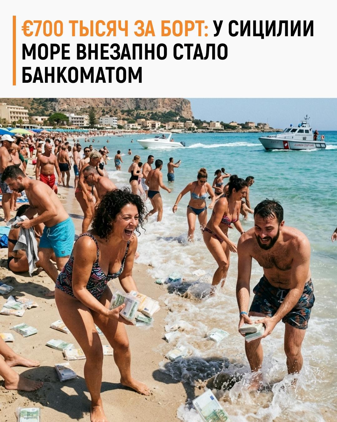 У берегов Сицилии пассажиры моторной лодки выбросили в море около €700 тысяч наличными. Судно, предположительно шедшее с Мальты, осталось без топлива, а когда приблизилась береговая охрана, люди на борту начали избавляться от запечатанных пачек денег.