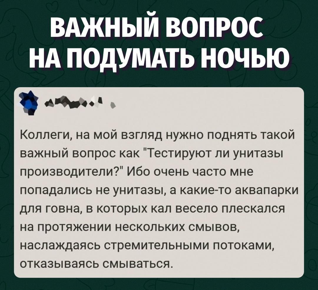 Обсуждение унитазов, где говно — активный участник процесса