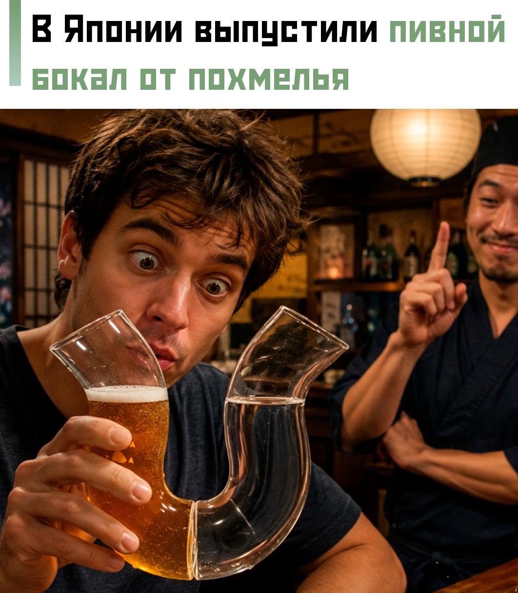 🍺 Пивоварня YOHO Brewing представила необычный бокал, разделённый на две части. В одну наливают пиво, в другую — воду.