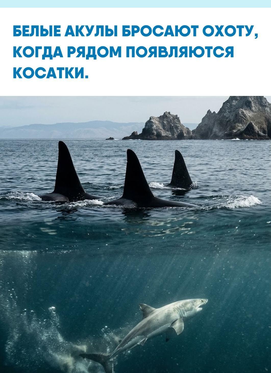 У Фараллоновых островов достаточно появления косаток, чтобы белые акулы за считаные часы покинули богатые тюленями охотничьи угодья