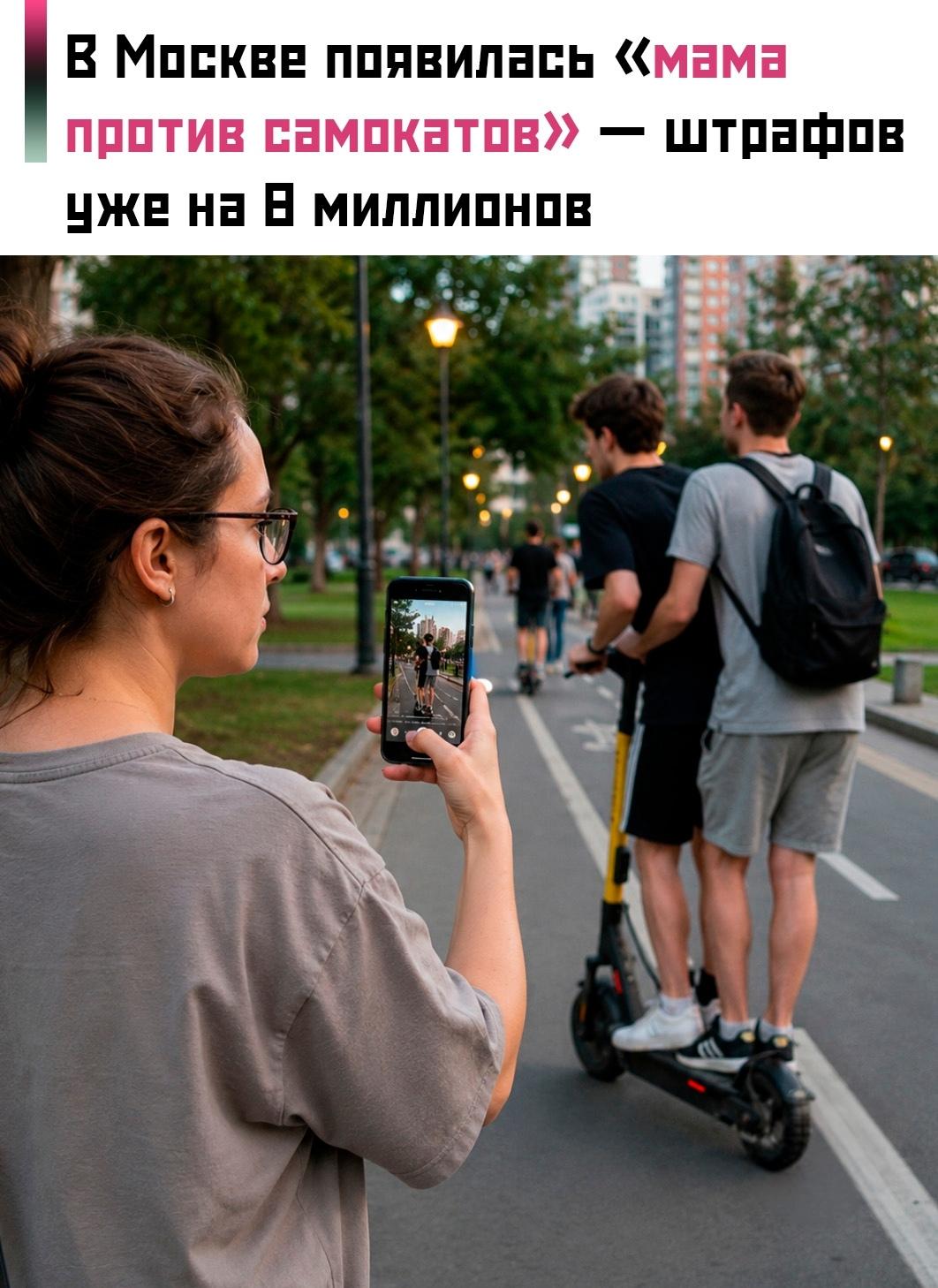 32-летняя жительница Москвы за два месяца сфотографировала больше 100 нарушителей на электросамокатах.