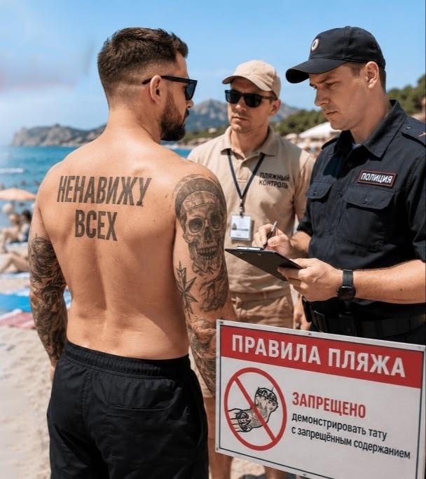 ⚠️ За татуировки на пляже могут оштрафовать или арестовать