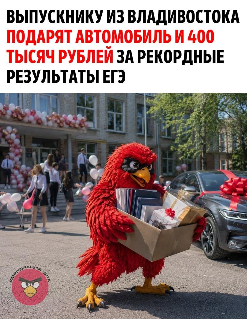 Школьник набрал максимальные баллы по четырём предметам и получил награду за старания.