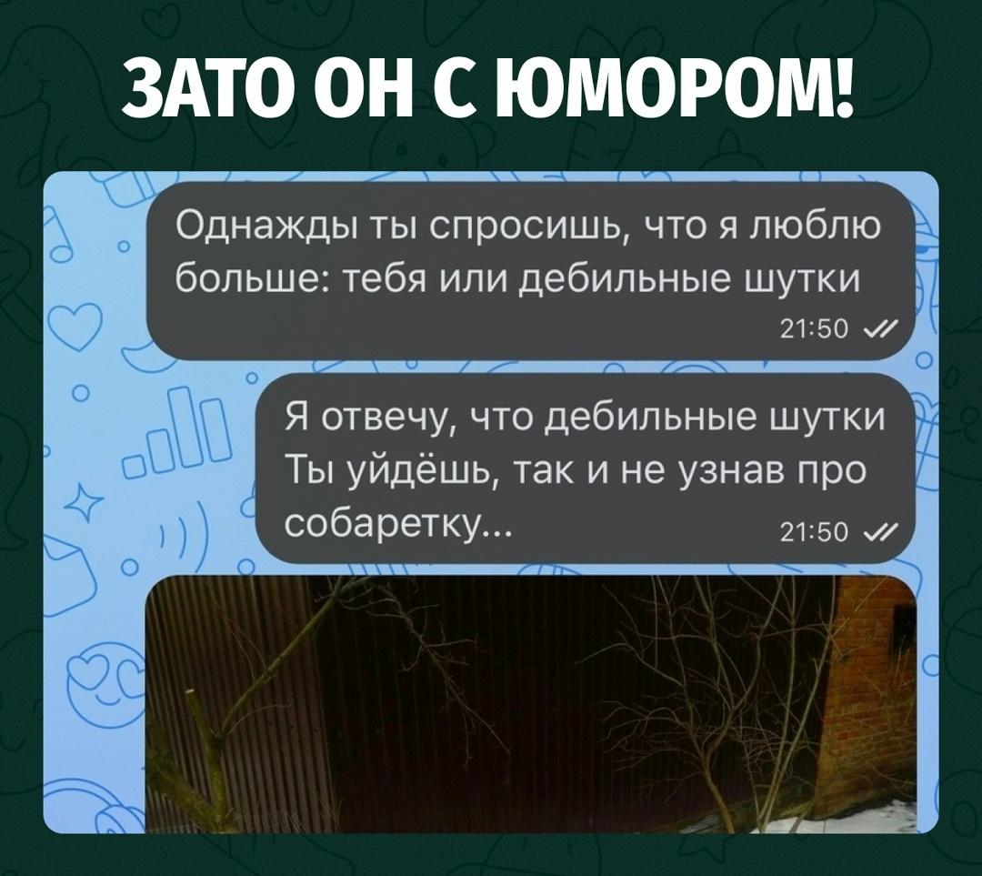 Мужчина честно предупредил девушку: если однажды придётся выбирать между ней и дебильными шутками, победят шутки.