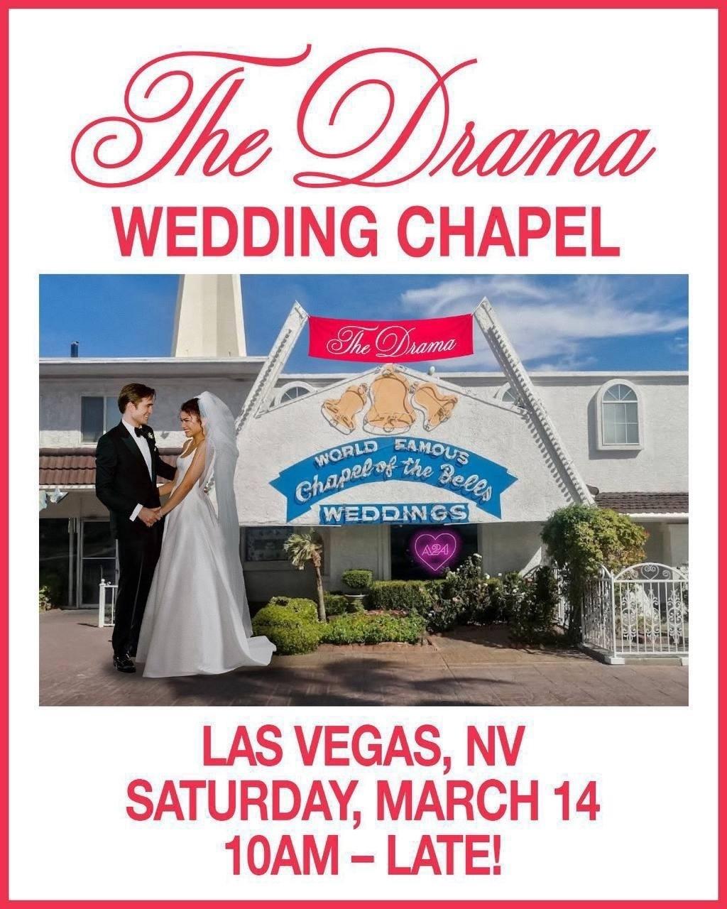 Зендея неожиданно появилась на чужой свадьбе в Лас-Вегасе, превратив промоушен фильма в настоящее романтическое представление.