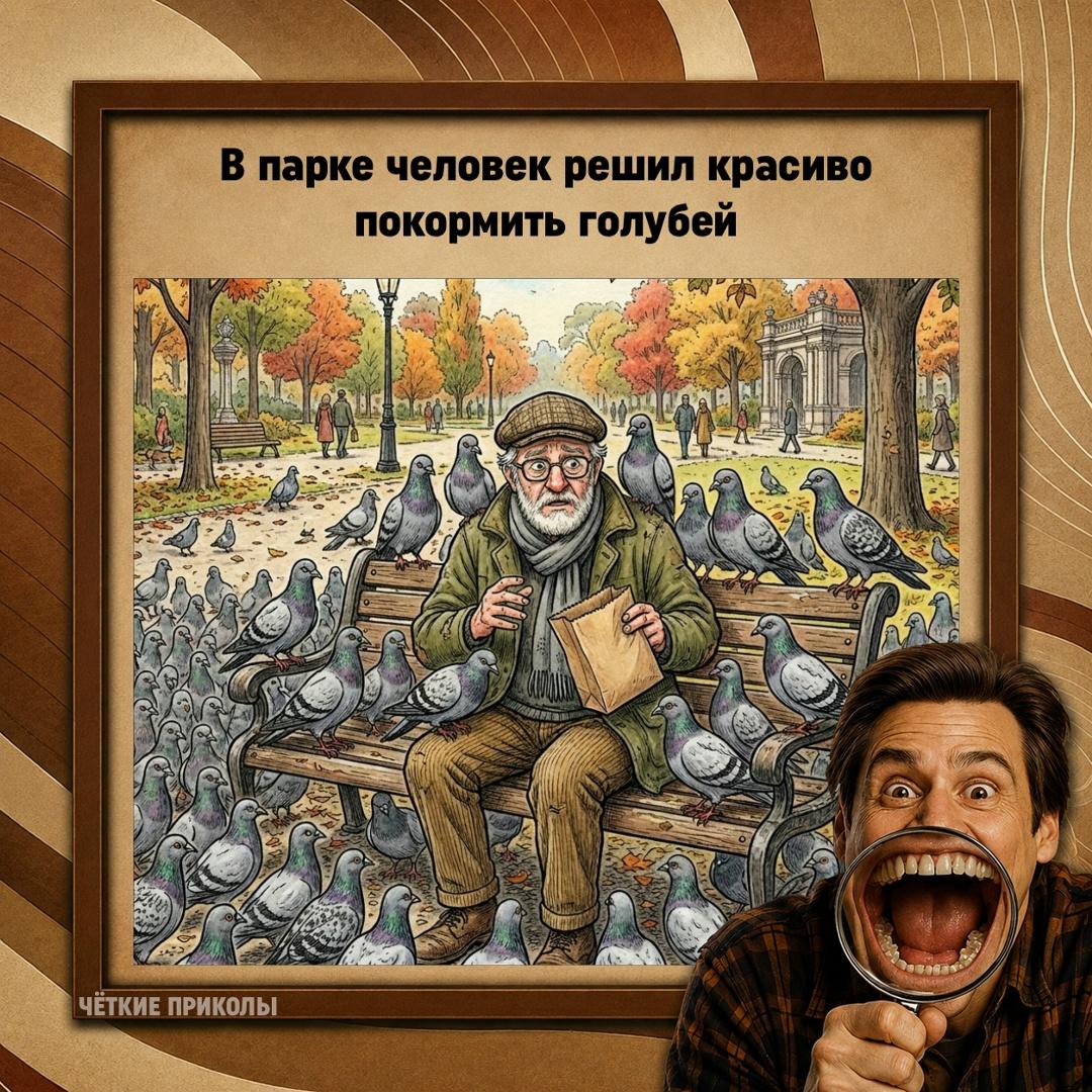 Крошки взял, лавочку выбрал, настроение почти киношное.