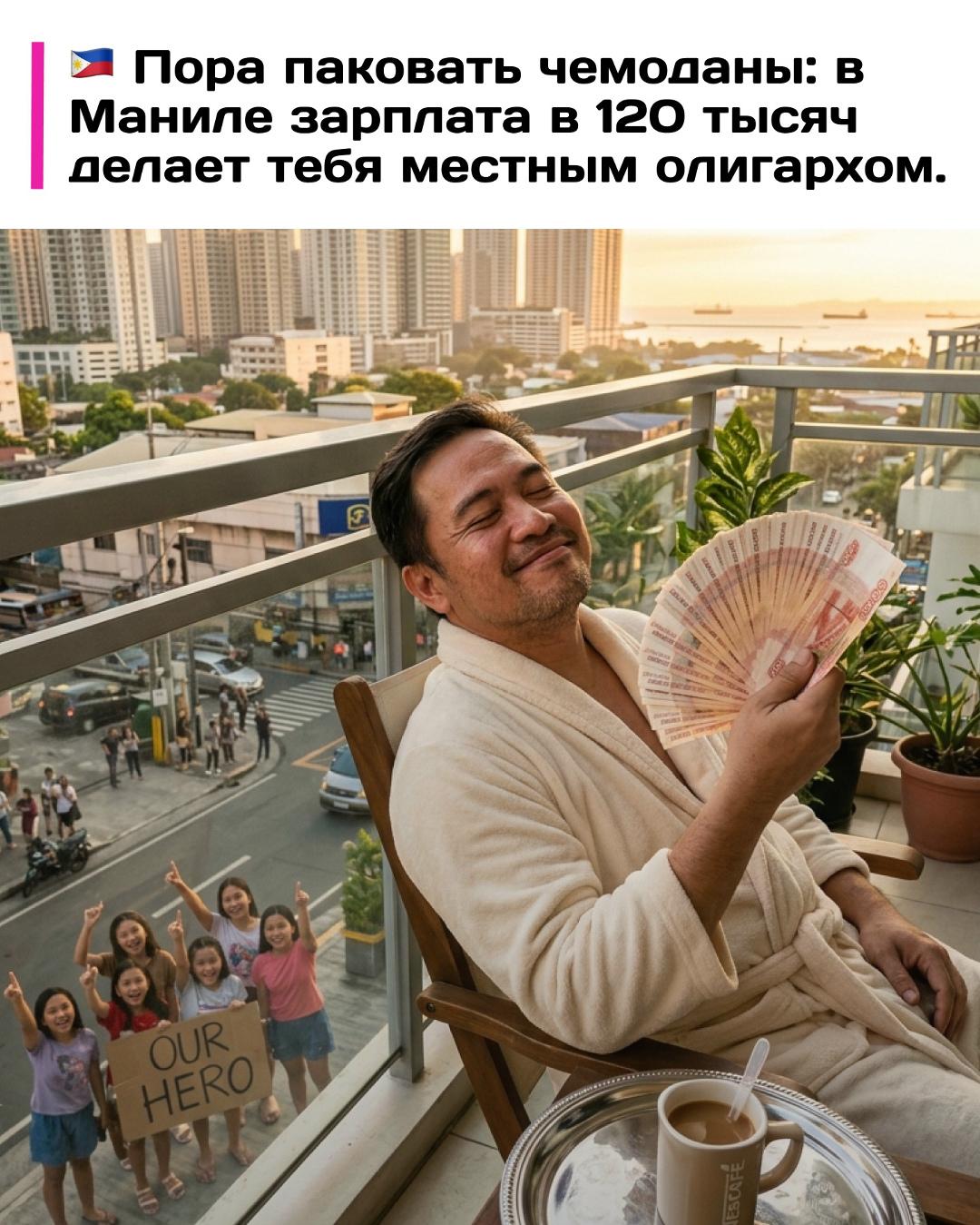 Выяснилось, что для девушек из Манилы мужчина с доходом в 120 тысяч рублей — это настоящий завидный жених и богач