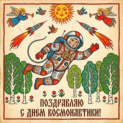 «Поехали!» Открытки с Днем космонавтики: 140+ картинок и поздравлений на 65-летие первого полета