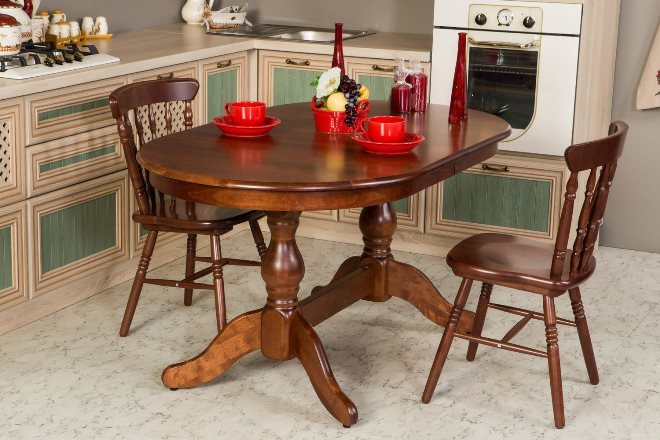 Обеденный стол для кухни: конструкции, виды, материалы (68 фото)