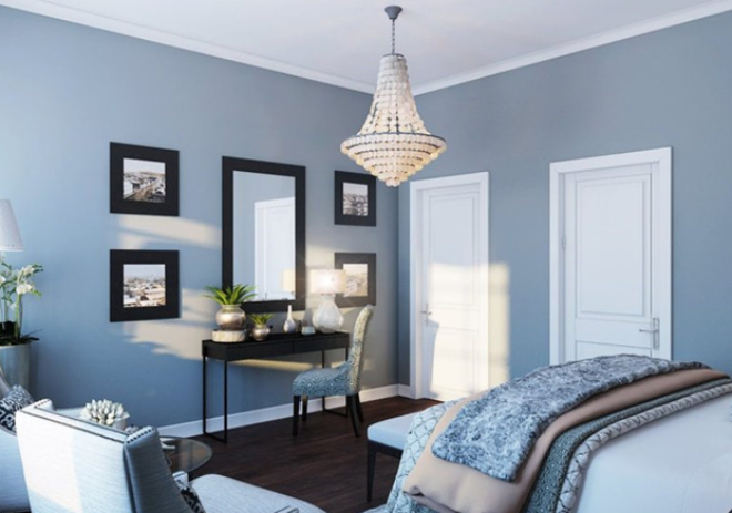 Голубые обои в спальне: как создать теплую и уютную обстановку (40 фото)