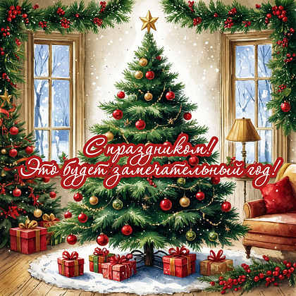 Открытки с Новым годом 2026: скачать 150+ картинок и поздравлений