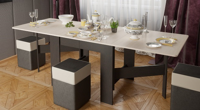 Обеденный стол для кухни: конструкции, виды, материалы (68 фото)