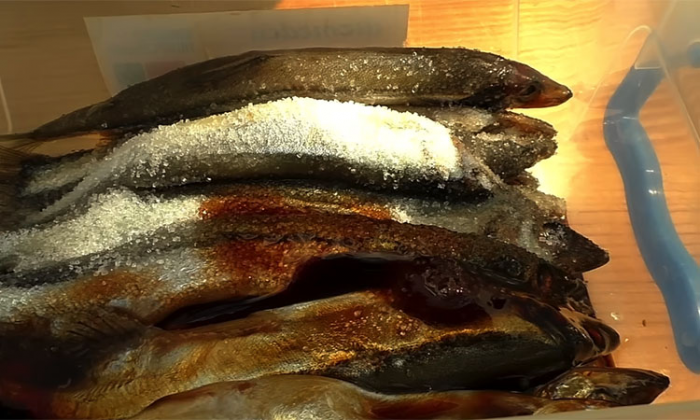 Маринуем мойву в соевом соусе. При жарке вкус становится невероятным