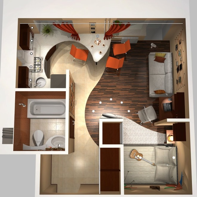 Планировка однокомнатной квартиры для семьи с двумя детьми (36 фото)