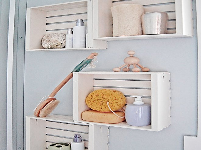 Полки в ванную комнату: фото, виды, материалы изготовления (78 фото)