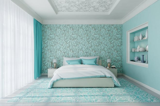 Голубые обои в спальне: как создать теплую и уютную обстановку (40 фото)