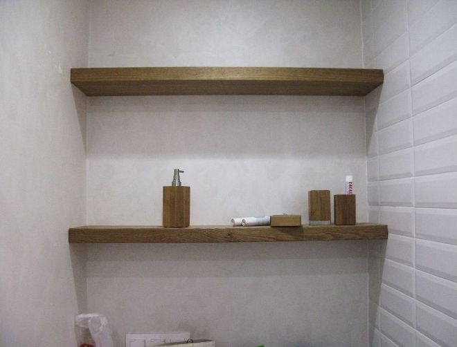 Полки в ванную комнату: фото, виды, материалы изготовления (78 фото)