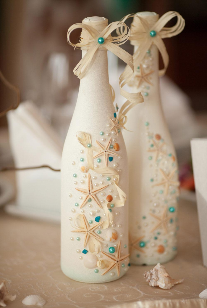 Декорирование бутылок различными материалами (58 фото)