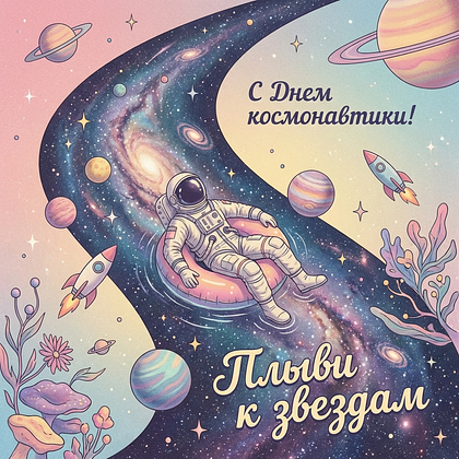 «Поехали!» Открытки с Днем космонавтики: 140+ картинок и поздравлений на 65-летие первого полета