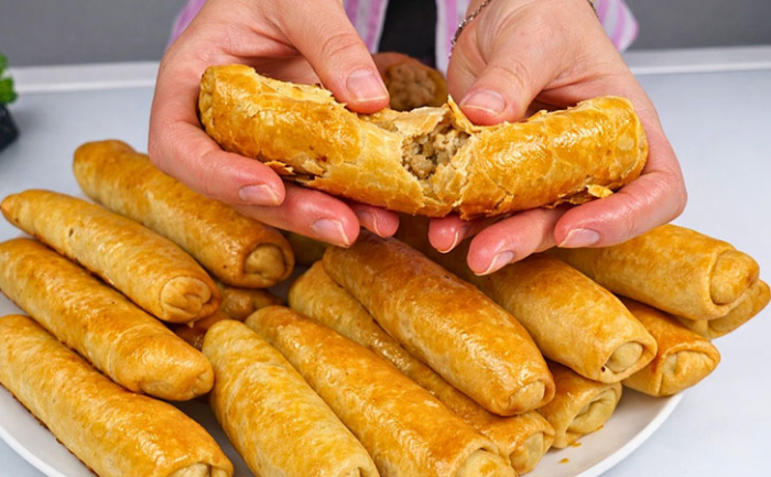 Трубочки с мясом без хлопот. Тончайшее тесто, никаких дрожжей