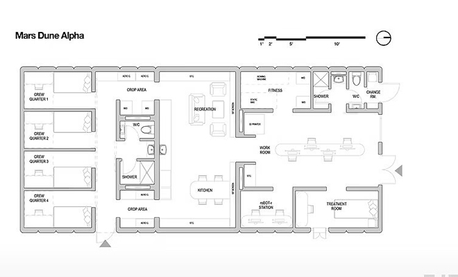 Проект базы на Марсе изнутри. Здесь будут нормальные стены, комнаты и мебель: все напечатают на 3D-принтере