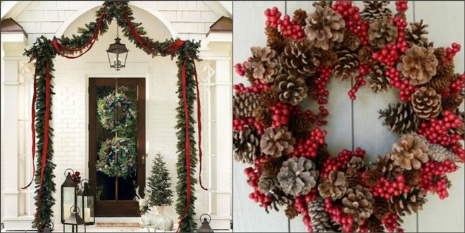 Самые популярные и необычные украшения дверей на Новый год (63 фото)