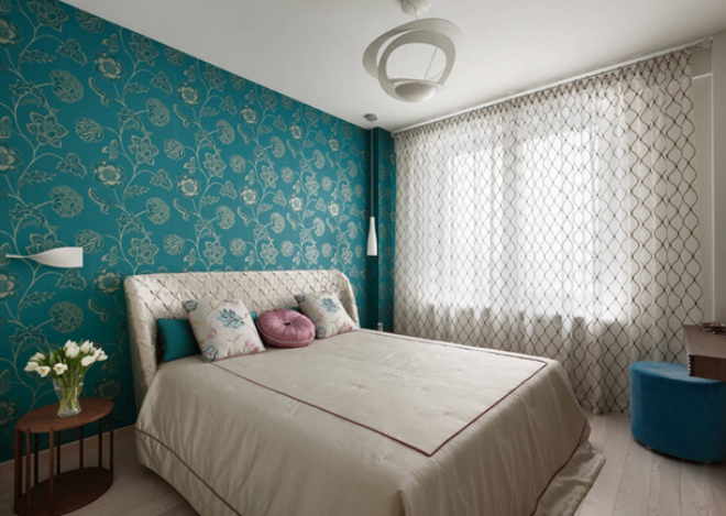 Голубые обои в спальне: как создать теплую и уютную обстановку (40 фото)