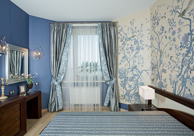 Голубые обои в спальне: как создать теплую и уютную обстановку (40 фото)