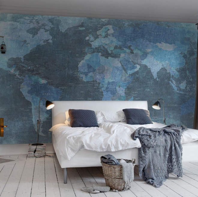 Голубые обои в спальне: как создать теплую и уютную обстановку (40 фото)