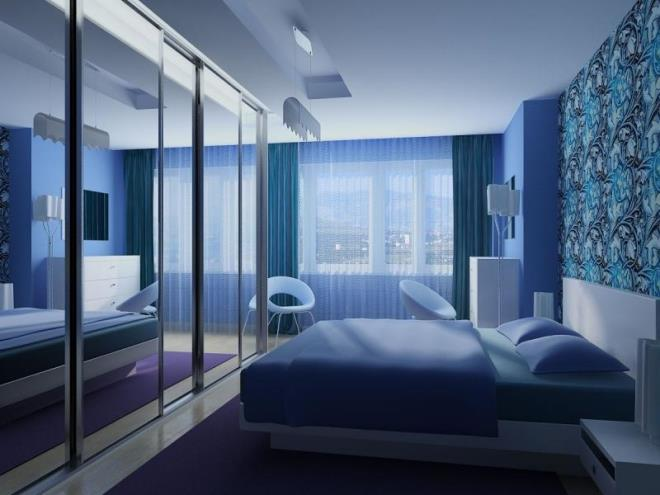 Голубые обои в спальне: как создать теплую и уютную обстановку (40 фото)