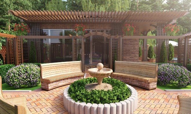 Дизайн двора частного дома: правила создания гармоничного пространства в разных стилях (124 фото)