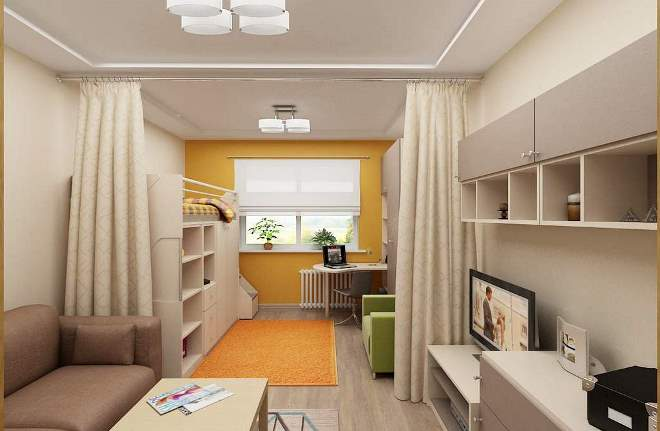 Планировка однокомнатной квартиры для семьи с двумя детьми (36 фото)