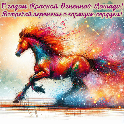 Открытки с годом Красной Огненной Лошади: 60+ картинок и поздравлений