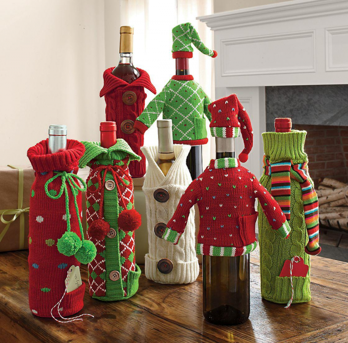 Декорирование бутылок различными материалами (58 фото)