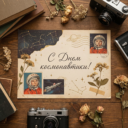 «Поехали!» Открытки с Днем космонавтики: 140+ картинок и поздравлений на 65-летие первого полета