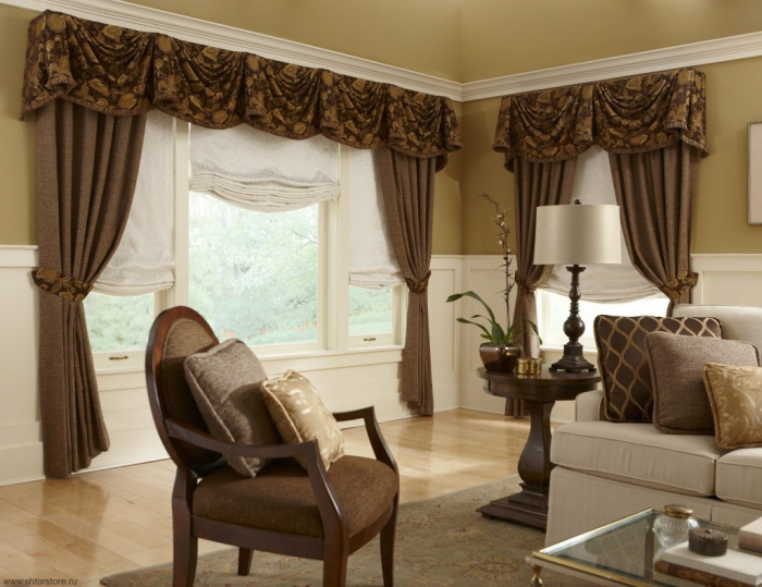 Шторы в гостиную с ламбрекенами — идеи для интерьера, рекомендации