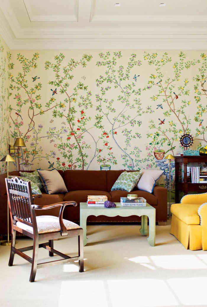 Обои в гостиную: разновидности, цвета, принты и стили (74 фото)