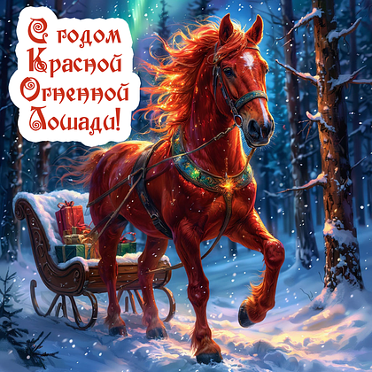 Открытки с годом Красной Огненной Лошади: 60+ картинок и поздравлений