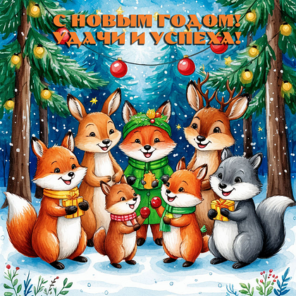 Открытки с Новым годом 2026: скачать 150+ картинок и поздравлений