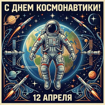«Поехали!» Открытки с Днем космонавтики: 140+ картинок и поздравлений на 65-летие первого полета